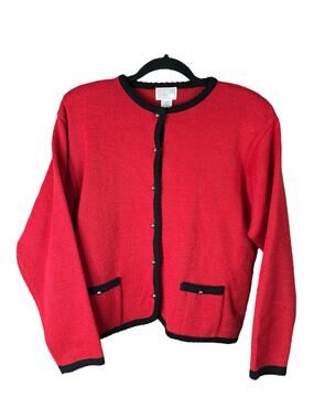 Vintage Lindsey Blake Red 100% Acrylic Long Sleeve Button Cardigan Size Large